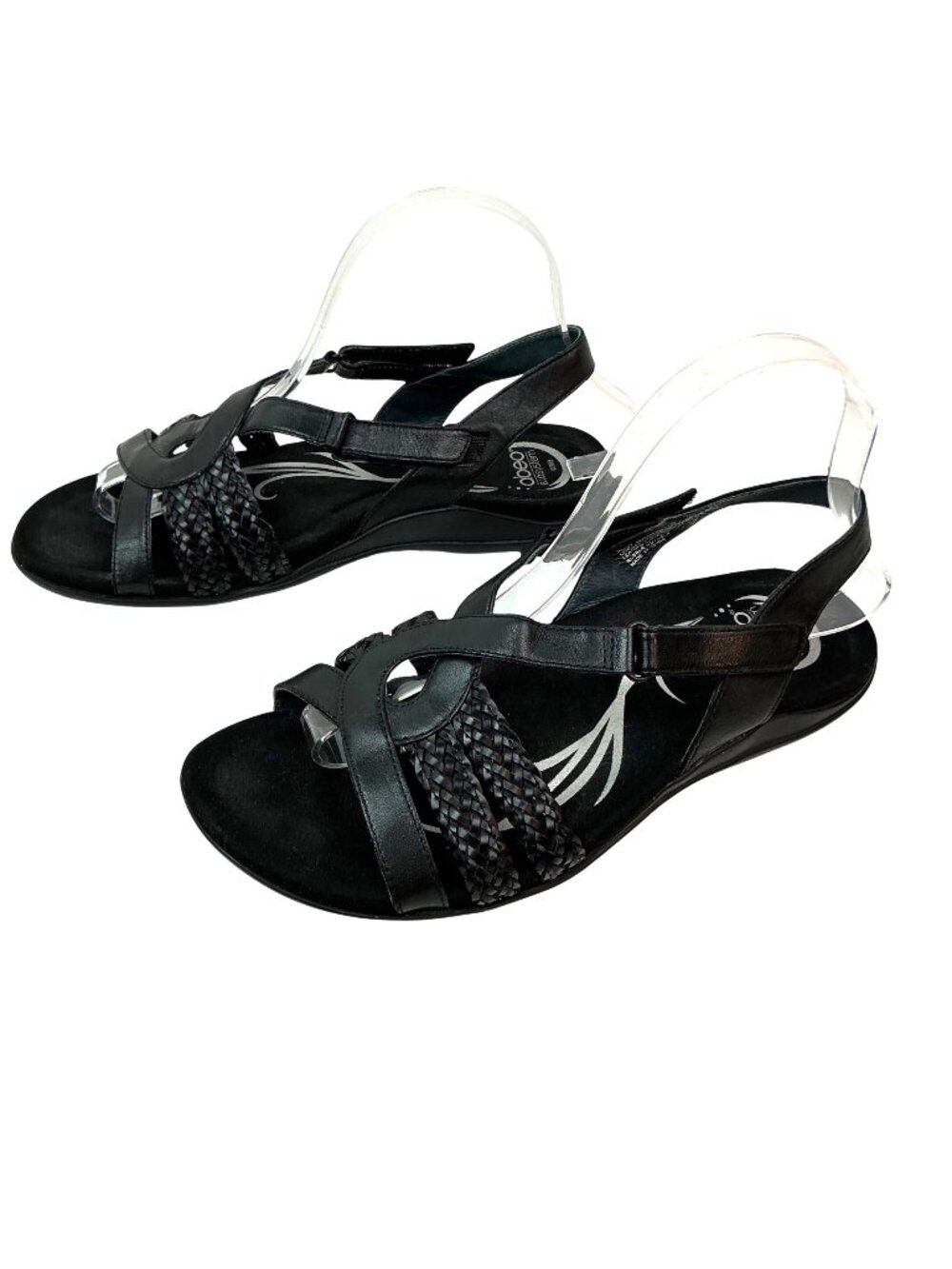 Abeo Biosystem Betsy Leather Strappy Sandals Womens 8M Black